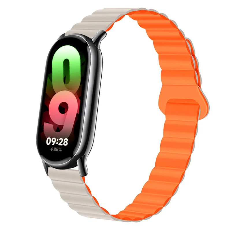 Magnetic Silicone Strap For Xiaomi mi band 8 Sport Bracelet Replacement Watchband For Mi band 8 Strap Double color Wristband