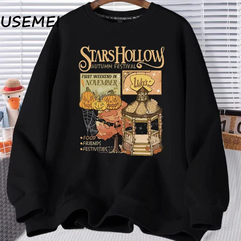 Ретро звезды полые Gilmore-Девушки Графические толстовки с круглым вырезом Женская