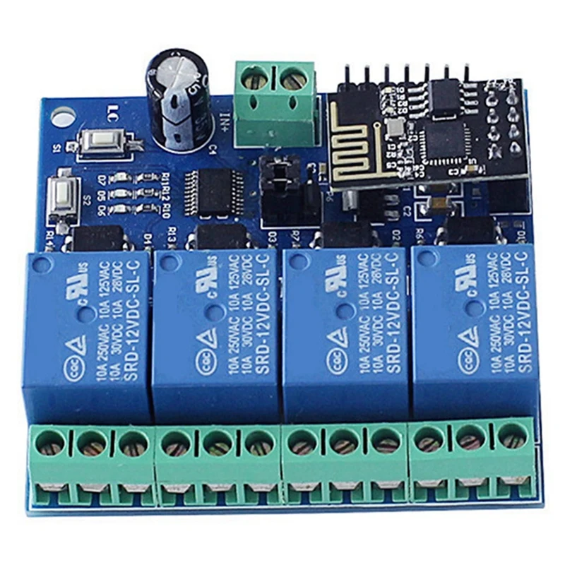 Релейный модуль DC 12 В ESP8266 ESP-01, 4-Канальный Релейный модуль Wi-Fi для Интернета вещей, умный дом, реле Wi-Fi для контроллера приложения