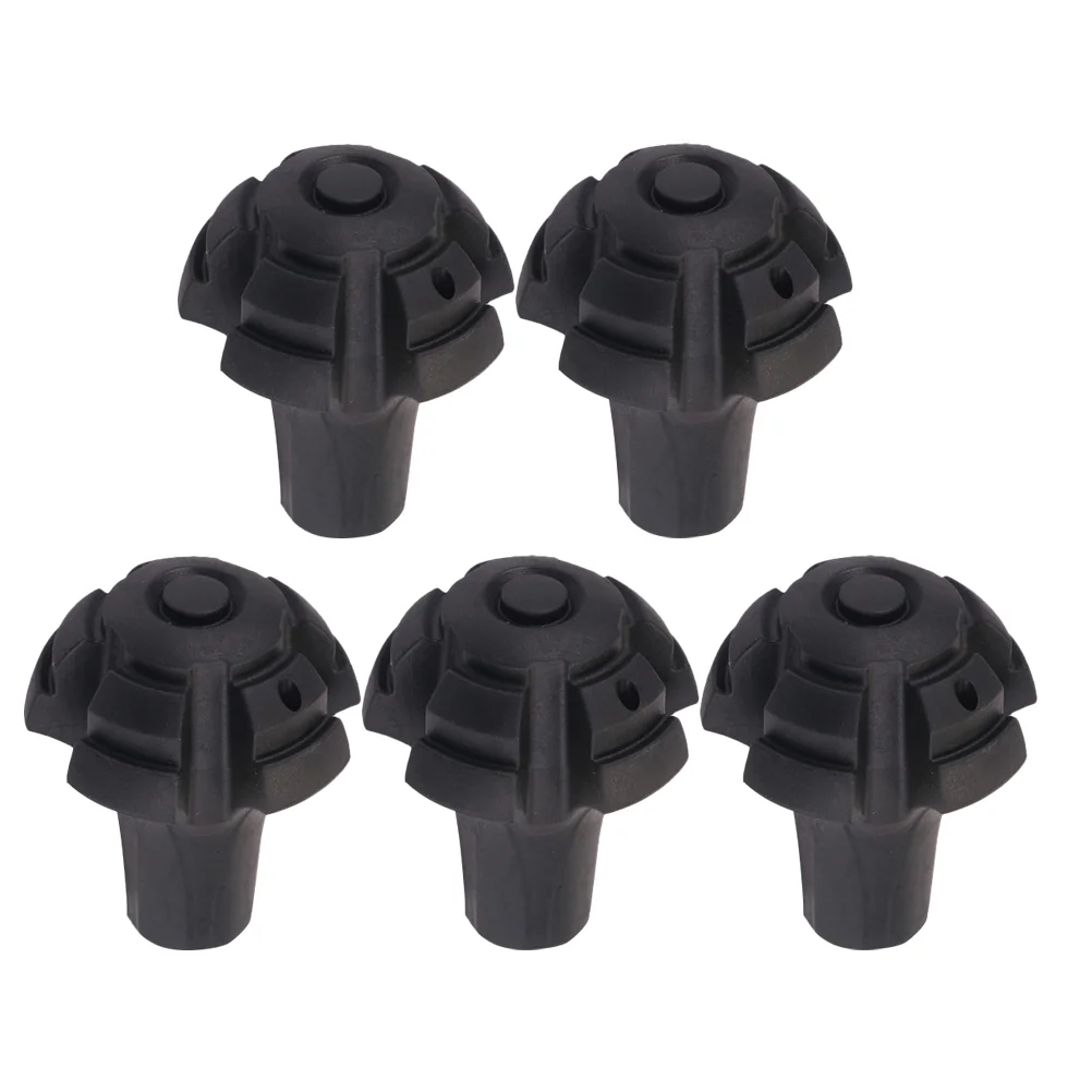 

5Pcs Anti-Skid Covers for Hiking Sticks Outdoor TPR Sleeves Round Cane Pads (Black)