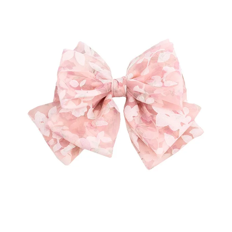 Винтажные большие банты для волос милые заколки атласные двухслойные с