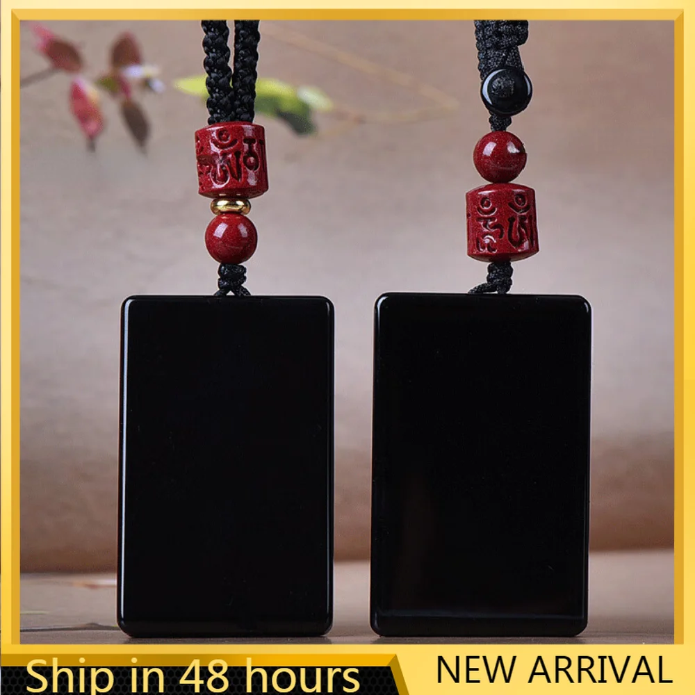 

Unique Obsidian Jade Stone Pendant: A Stylish Square Black Necklace & Car Key Chain Jewelry Gift