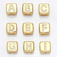 ocesrio mini alphabet letter charms for bracelets gold plated copper zircon initial pendant for jewelry making supplier chma137