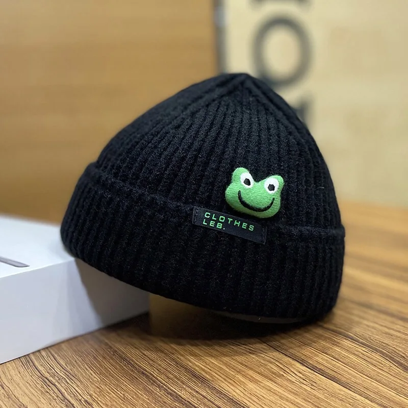 

2022 New Korean Cartoon Small Frog Knitting Wool Hat, Autumn And Winter Cute Matching Japanese Cap