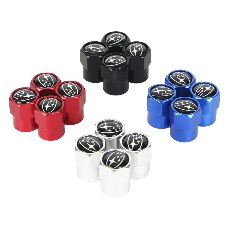 

New 4PCS Auto Wheel Tire Valve Stem Caps Cover For Subaru Impreza Forester Tribeca XV BRZ Car accessories