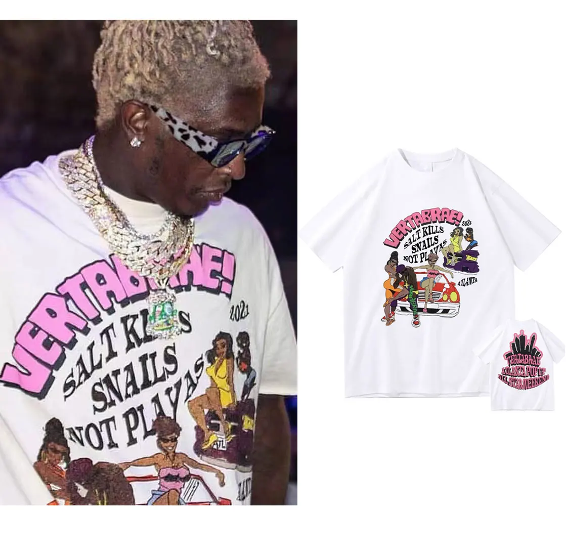 

CPFM XYZ Tshirt Trend Graffiti Vertabrae 2021 Salt Kills Snails Not Playas Atlanta Kanye West Hip Hop T Shirt Men Women T-shirts