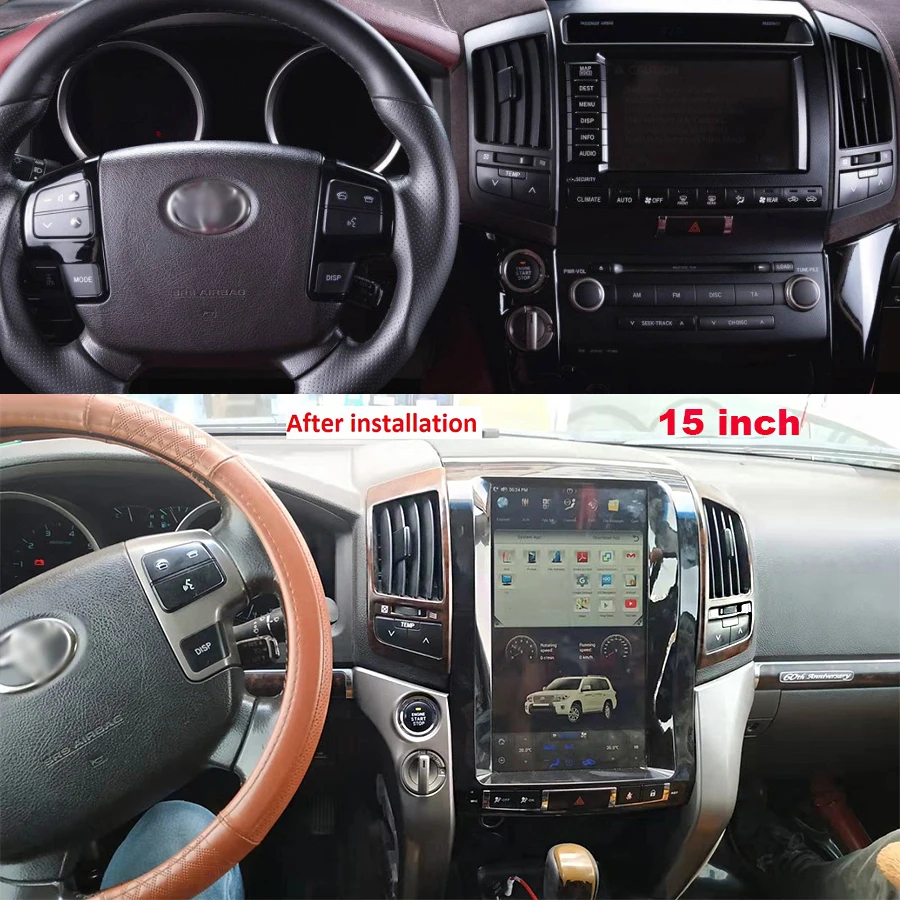 

Автомобильный DVD-плеер с 15-дюймовым экраном Тесла для Toyota Land Cruiser GXR 200 LC200 2008-2019 Android радио GPS навигация Carplay