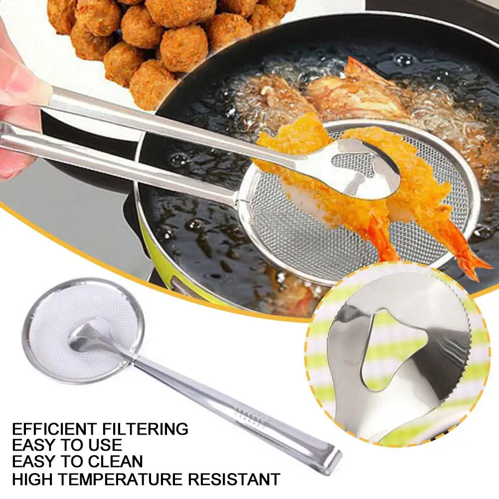 

Kitchen Stainless Steel Filter Food Oil Clip Snack Colander Fryer Filter Drainer Tongs Mesh Strainer BBQ Oil Q6A9