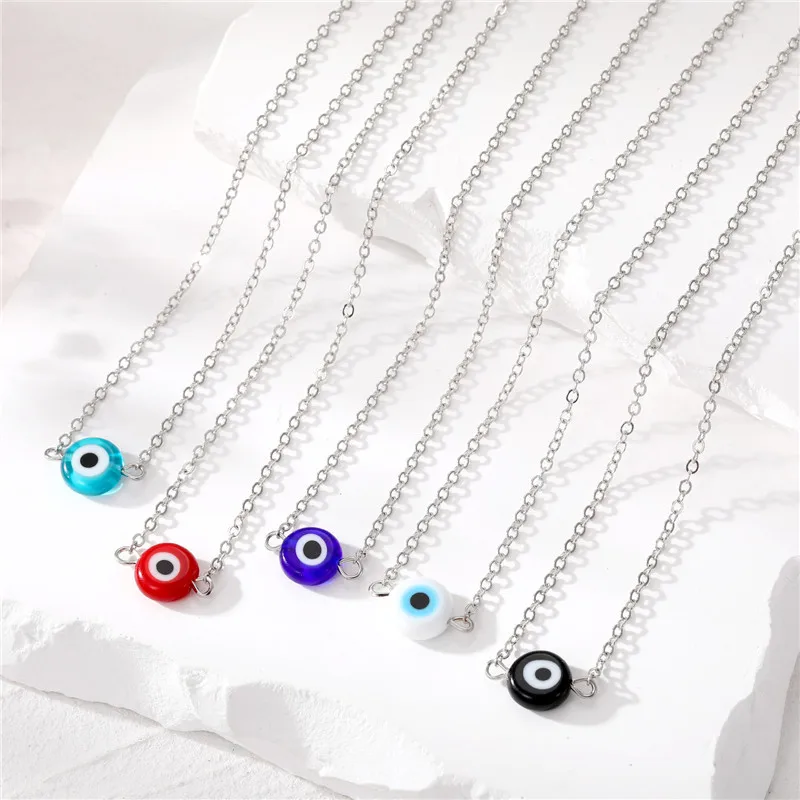 

Минималистичное шикарное резиновое ожерелье от сглаза для женщин винтажное простое красочное турецкое маленькое ожерелье-чокер с подвеской на цепочке ювелирные изделия AN80