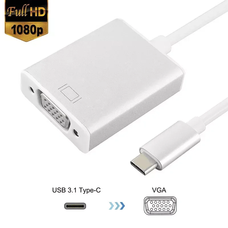 

USBC to VGA Adapter USB 3.1 Type C Male to Female VGA Converter Cable 1080P FHD for Macbook 12 inch Chromebook Pixel Lumia 950XL