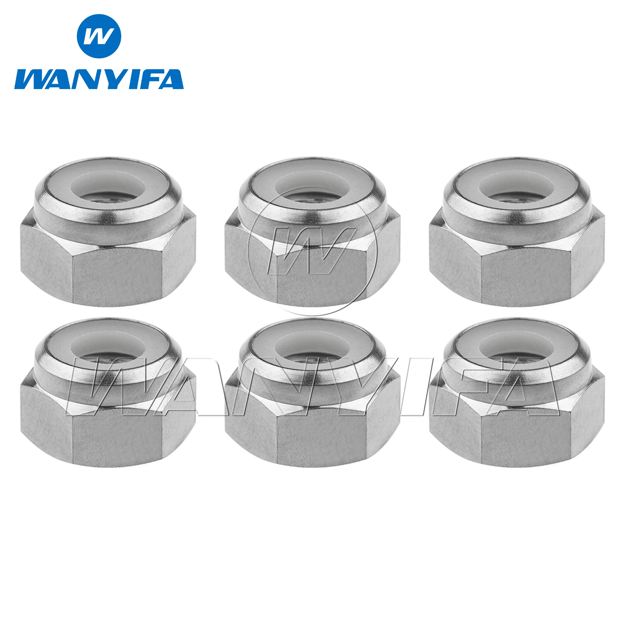 

Титановая гайка Wanyifa 6 шт. M4 M5 M6 M8, внешняя шестигранная вставка, нейлоновый замок, гайки из титанового сплава GR5 для велосипеда, мотоцикла, автомобиля