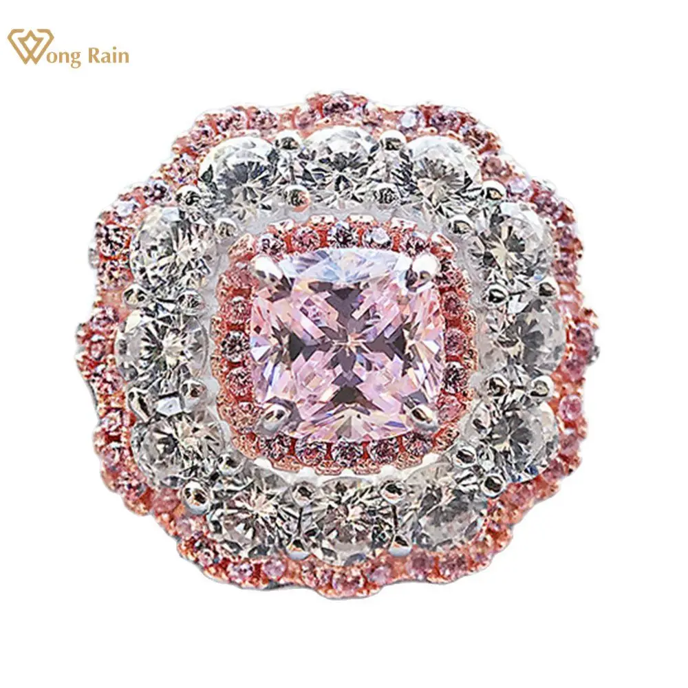 Женское кольцо с муассанитом Wong Rain роскошные обручальные кольца из