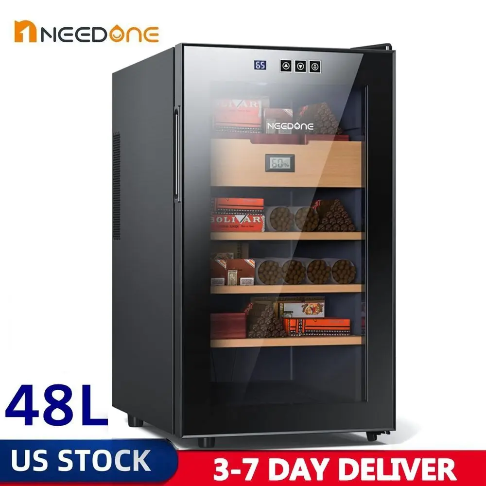 

NEEDONE 48L Cigar Humidor Intelligent Control Temperature Humidity Heating Cooling Electric Cooler Humidor Cigar Wine Cabinet