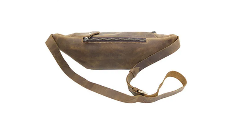 Retro fashion crazy horse  leather backpack riding men's shoulder bag natural real cowhide waist bag  shoulder  small chest bag