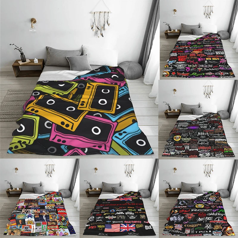 

80s Gothic Rock Band Guitar Music Bed Blanket Flannel Blanket Flannel Blanket Air conditioning blanket