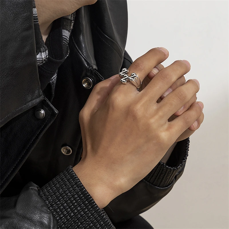 

Personality Design New Fashion ZZZ Three Same Letter Ring Male Hip-Hop Style Trend Simple Featured Letter Index Finger Ring