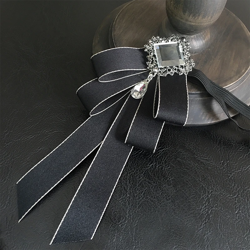 

Handmade Fabric Bow Tie British Style Crystal Bowknot Fashion Men's Banquet Wedding Necktie Female Shirt Collar Luxulry Jewelry