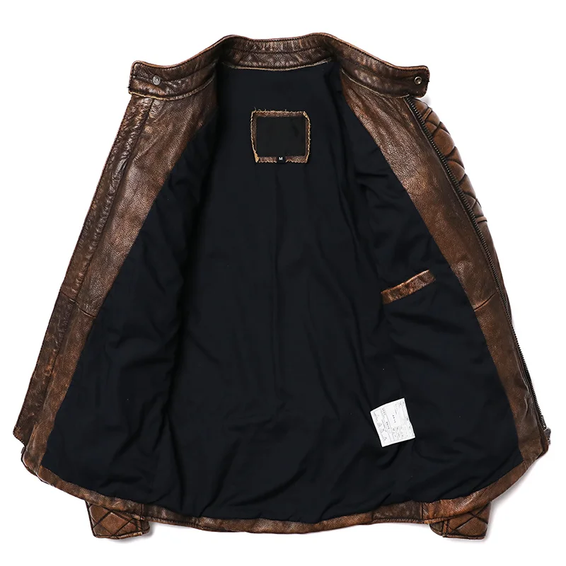 Мужская винтажная Байкерская кожаная куртка Camel облегающие мотоциклетные куртки