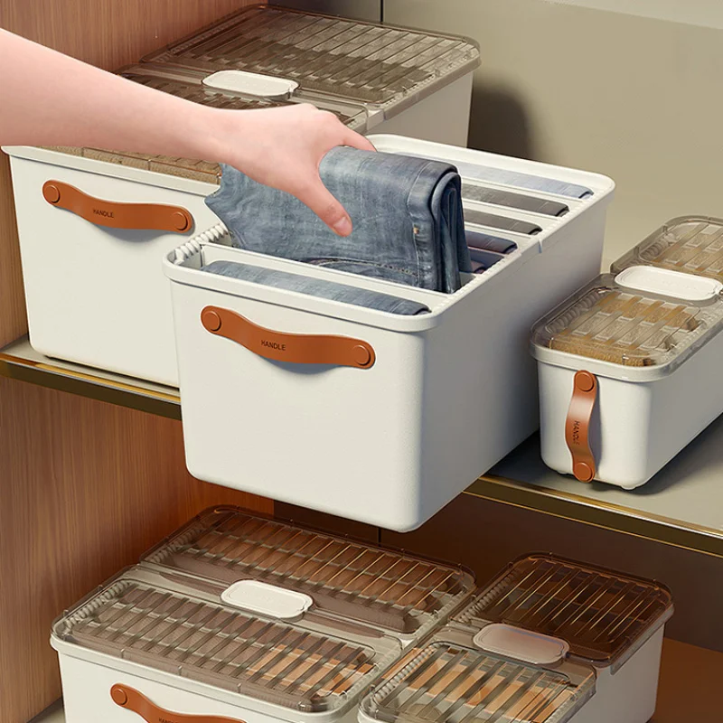 

Joybos Wardrobe Storage Organizer Cabinet Organizer Clothes Pants Finishing Socks Underwear with Partition Layered Storage Box
