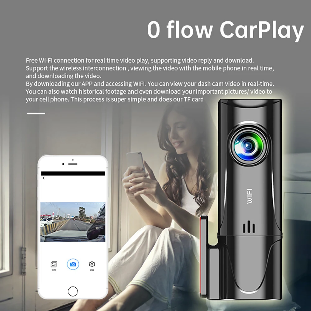 1080P Full HD WiFi Автомобильный видеорегистратор с циклической записью акселерометром