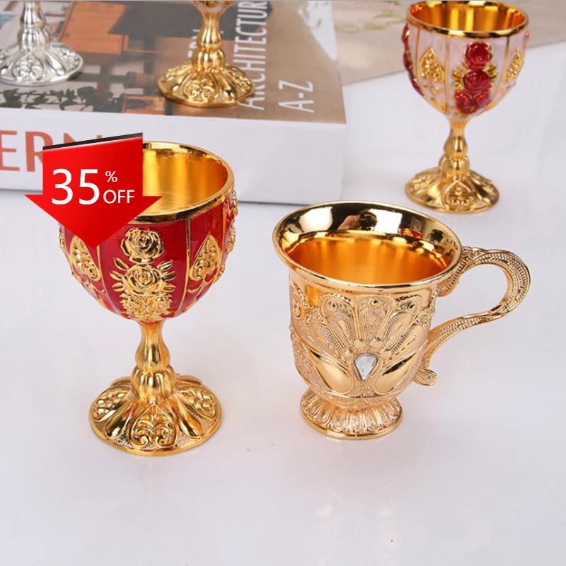 

Винные стаканы в стиле ретро, креативные золотистые бокалы для напитков в европейском стиле, домашний декор для бара, 30 мл