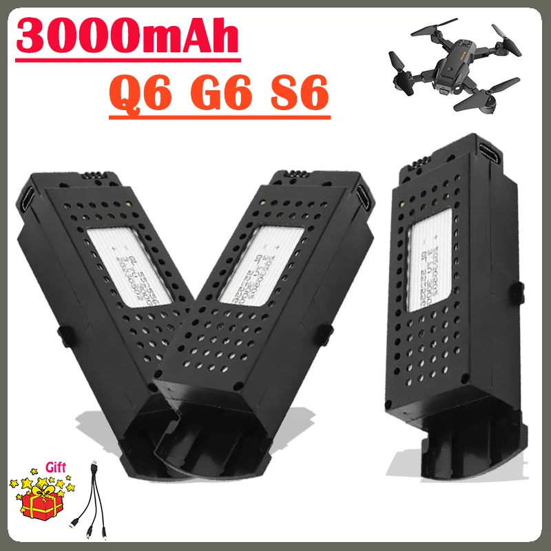 Аккумулятор Q6 для Дронов 3 7 в 3000 мАч G6 S6 8K запасные части радиоуправляемого