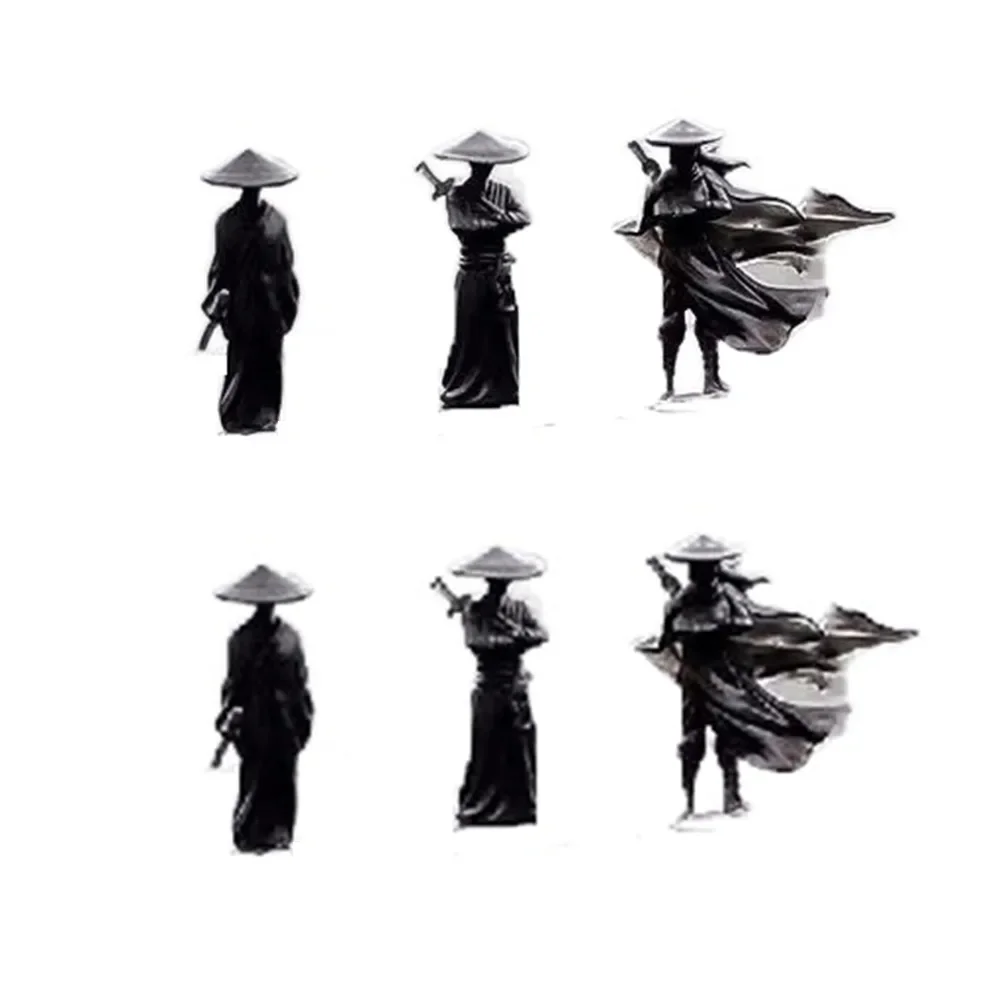 6 шт./компл., модель мини-китайского фехтовальника, изысканная старинная статуя автомобиля, орнамент, мультяшный фехтовальщик, миниатюры для спальни