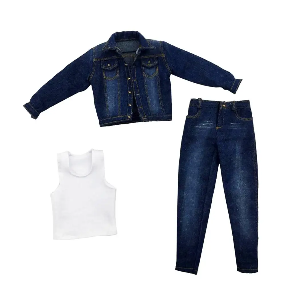 

Мужские джинсовые рубашки без рукавов 1:6 для экшн-фигурок Enterbay 12 дюймов