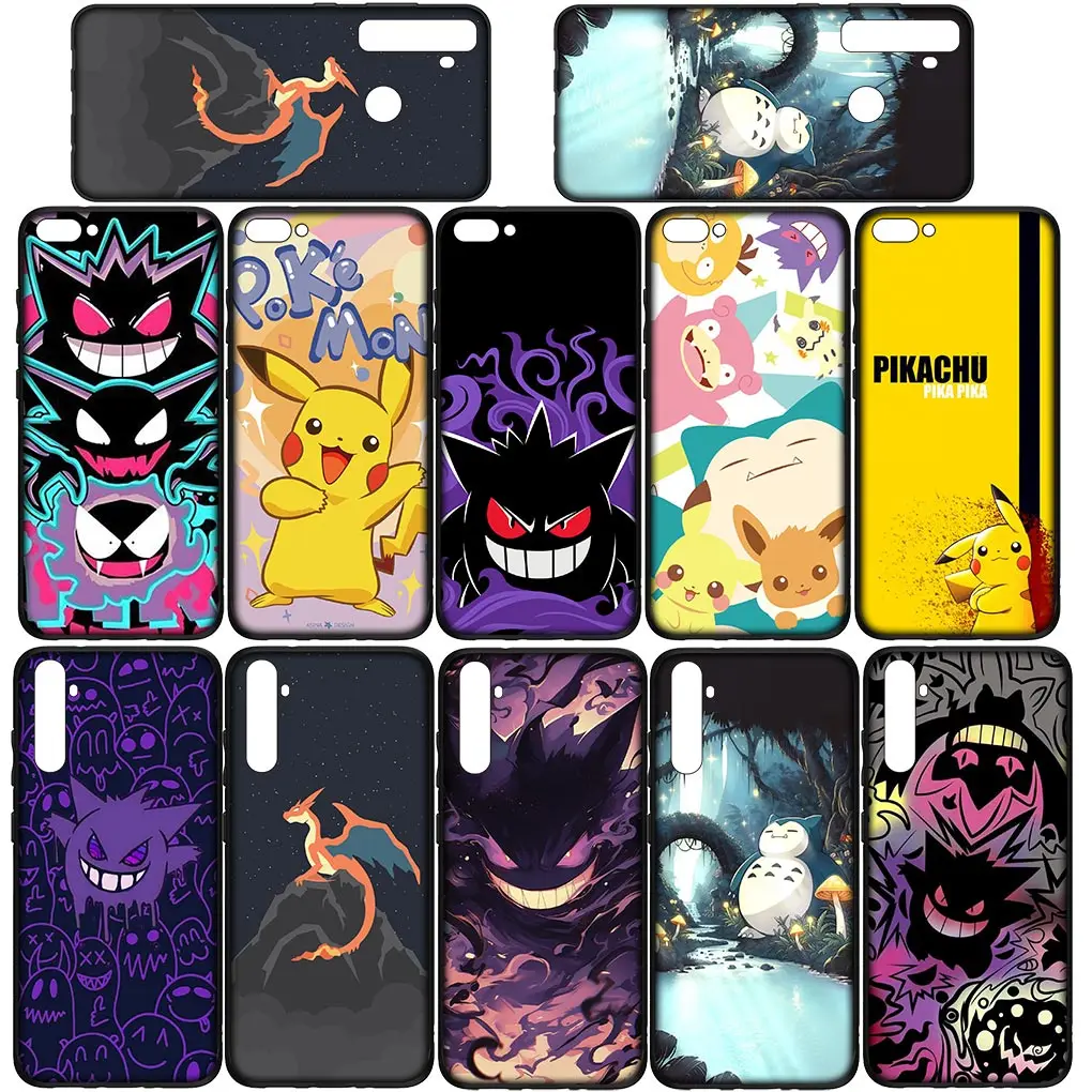 P-Pokemons GO Gengar P-Pikachus мягкий чехол для телефона Samsung Galaxy S21 S20 Fe S23 S22 Ultra S8 Plus A25 A12 A13 A21S A73