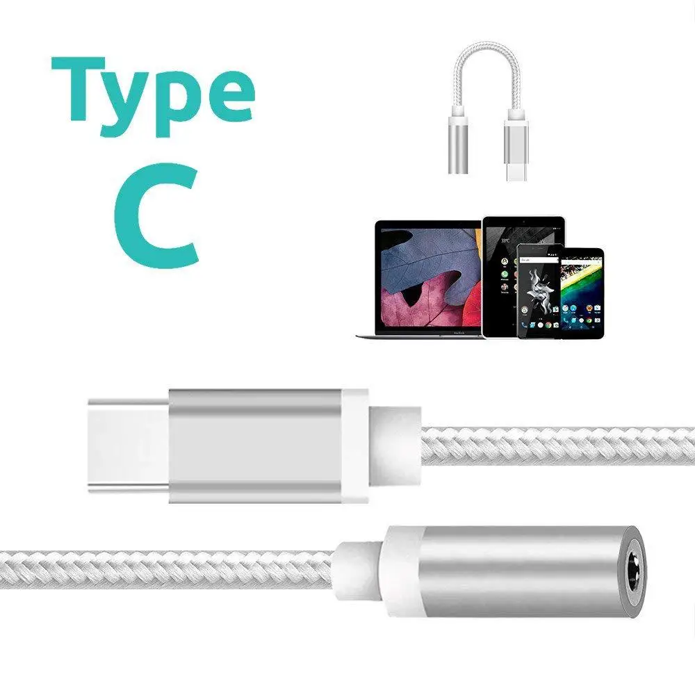 USB Type C to 3.5mm Earphone Headphone Cable Adapter USB-C to 3.5mm Jack Aux Cable for Letv 2 2pro max2 Pro 3 Xiaomi 6