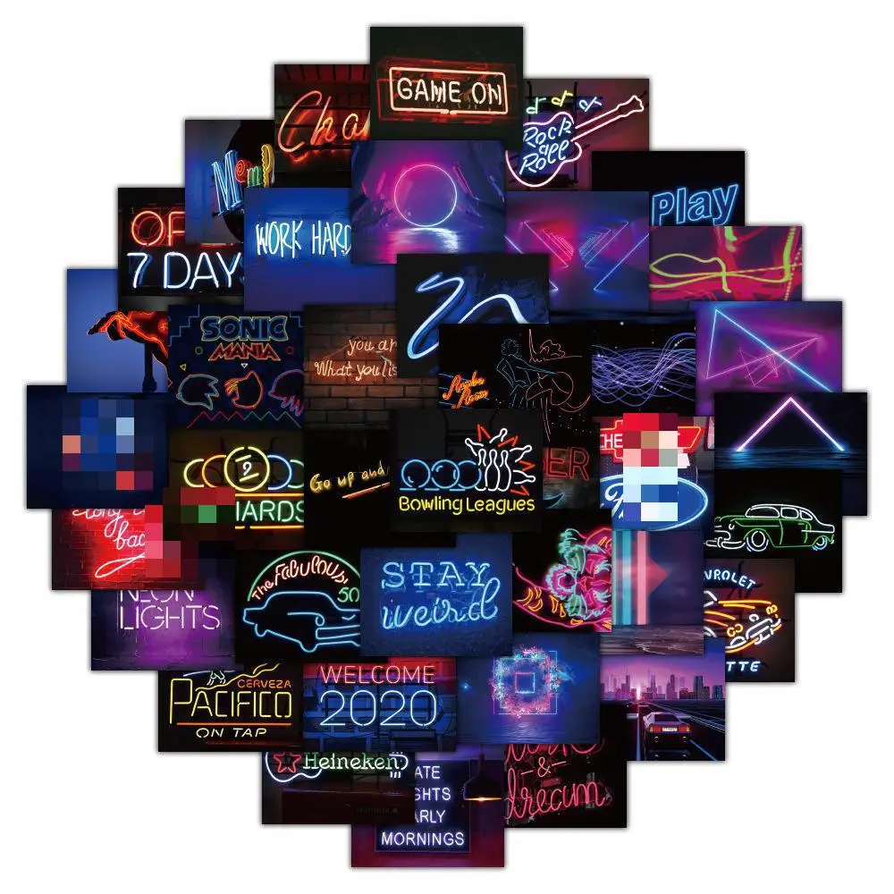 

10/30/50pcs Personalized Neon Graffiti Stickers Creative Water Cup Kids Toys Diy Suitcase Laptop Waterproof Decal Stickers