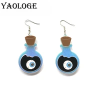 yaologe 2022 new acrylic medicine bottle eyeball earrings for women exaggerated funny cartoon long pendant jewelry gift