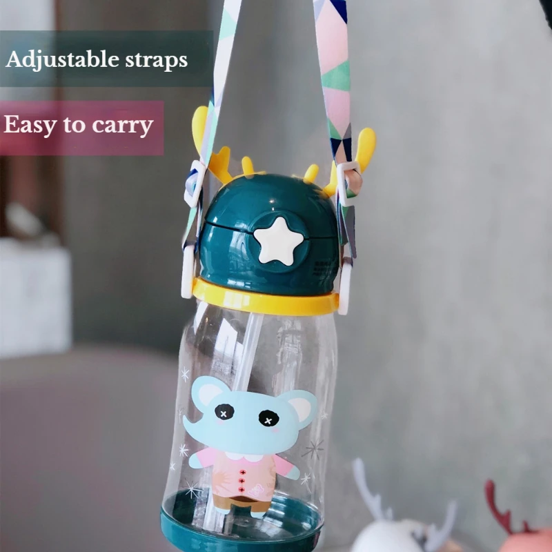 Детская портативная бутылка для воды с рогами и соломинкой |