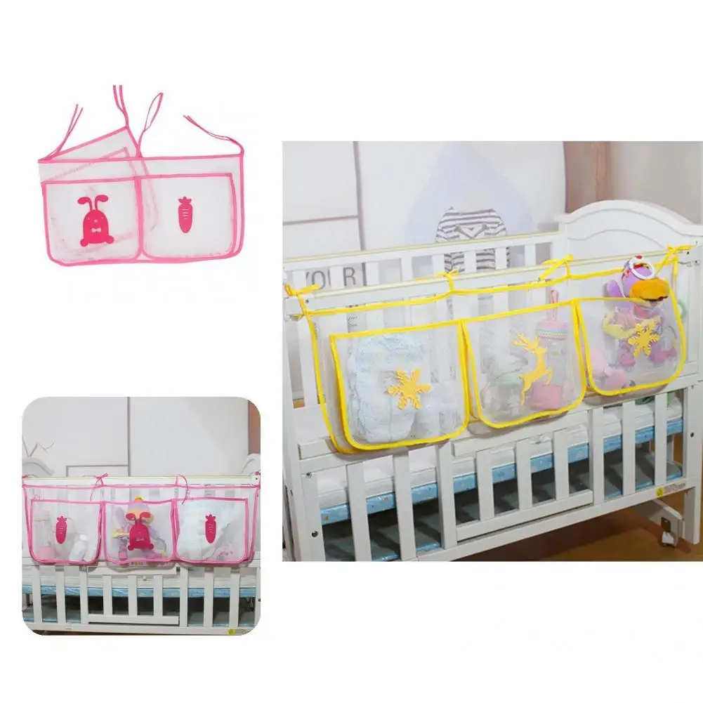 

Strong Load-bearing Durable Nursery Decoration Crib Hanging Bag Nylon Crib Organizer with Strap for Baby Wipes