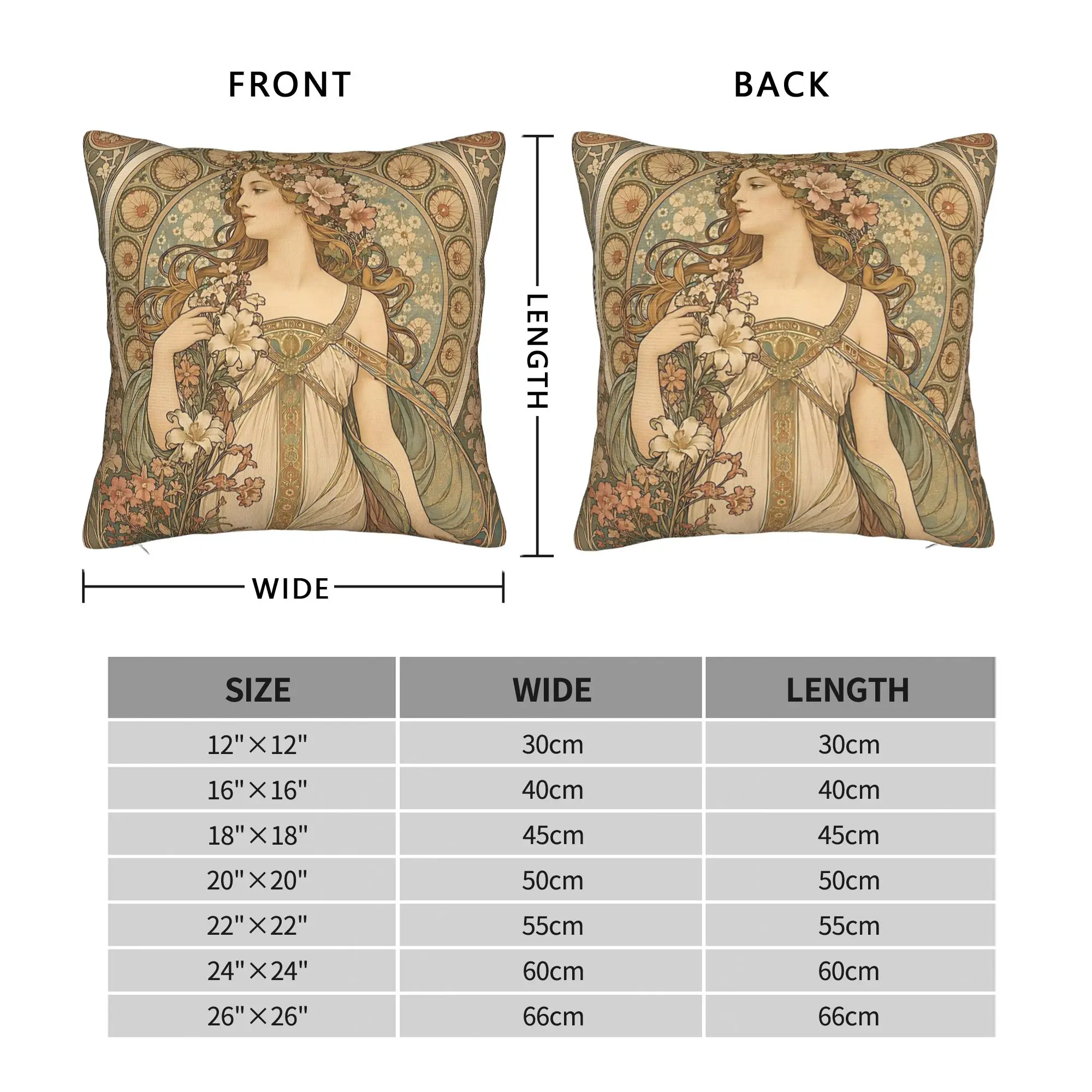 Фото Наволочки Alphonse Mucha Spring 1898, квадратные наволочки, модные декоративные наволочки на молнии для дома, 45x45 см №3