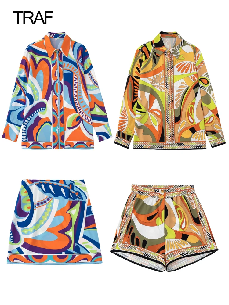 

TRAF Elegant Summer Women's Shirt Fashion Woman Blouses 2022 New Print Plaid Long sleeve Buttoned Shirts Novelty Cool Blouse