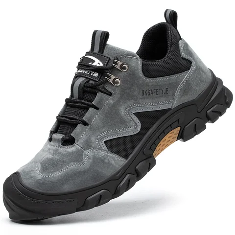 Защитная Рабочая обувь из черной кожи, водонепроницаемая неразрушаемая рабочая обувь со стальным носком для мужчин, дышащие Нескользящие кроссовки