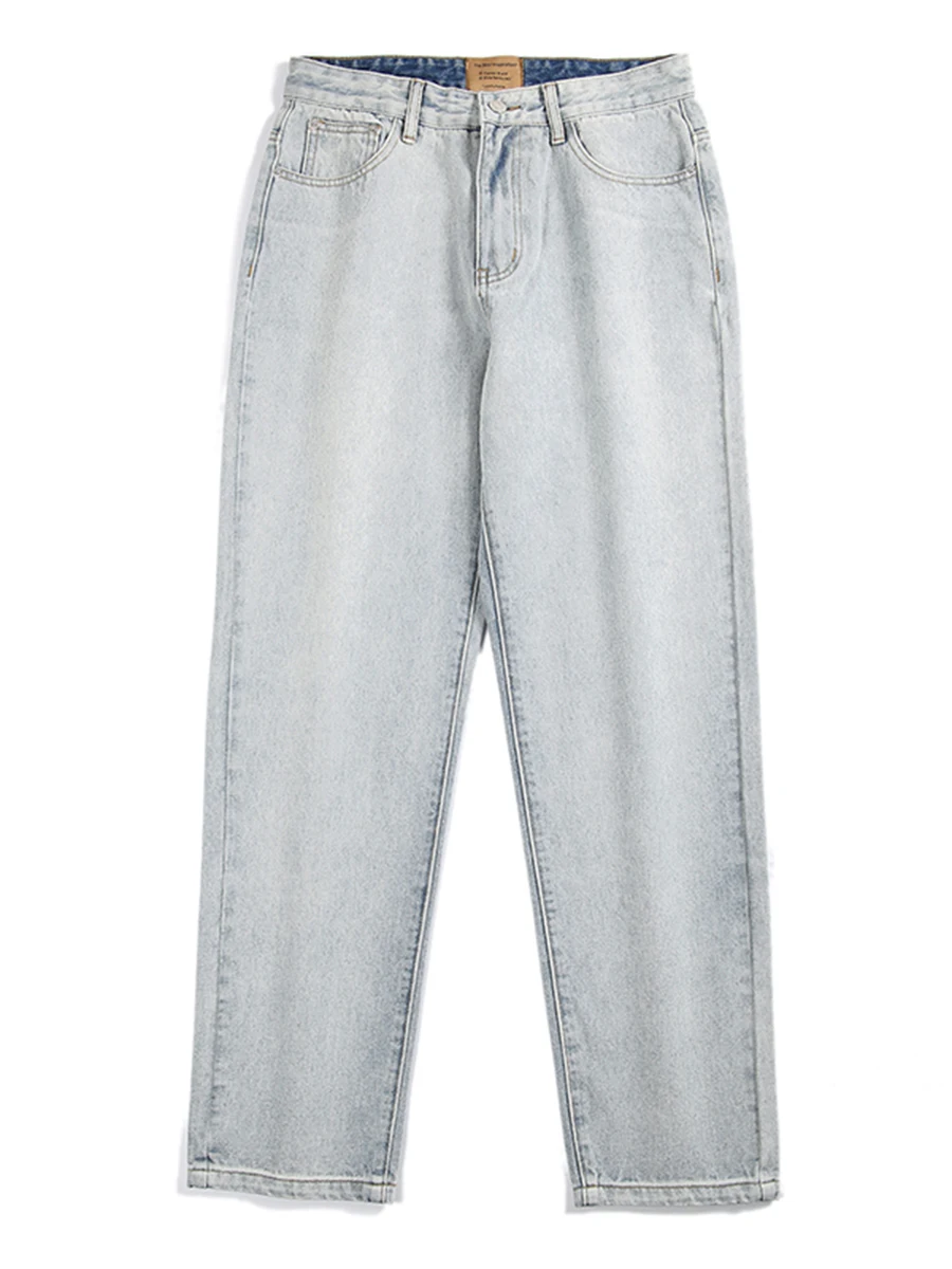 Four Seasons Monogrammed Embroidered Retro Color Straight Leg Jeans for Men and Women Straight Leg Pants Fashion Streetwear MEN