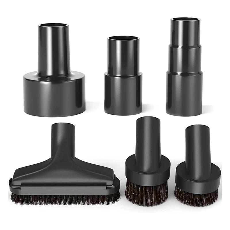 

6 Pieces Universal Vacuum Hose Adapter Kit,With Brush Soft Bristles, Plastic Vacuum Hose Connector Reducer Attachments