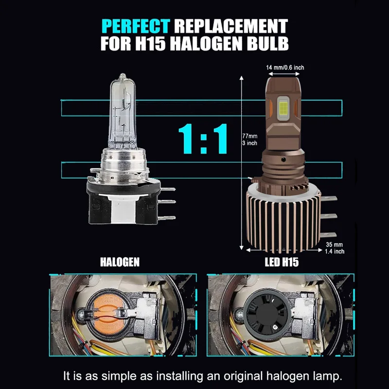 Светодиодные лампы для фар H15 Audi A5 S5 2010 2011 2012 дальнего света с дневными ходовыми