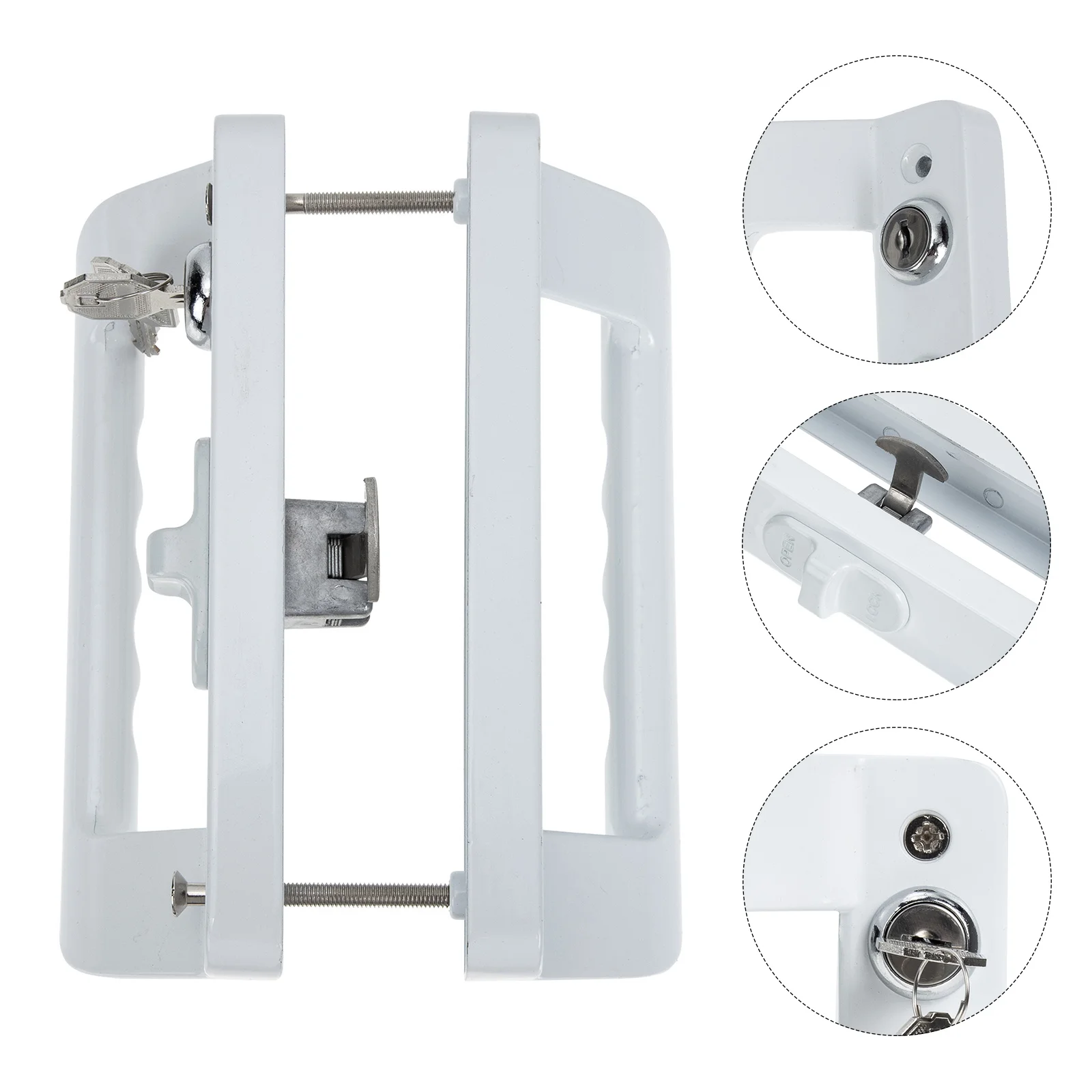 

Garage Door Handle Double-page Sliding Lock American Style White Aluminum Alloy