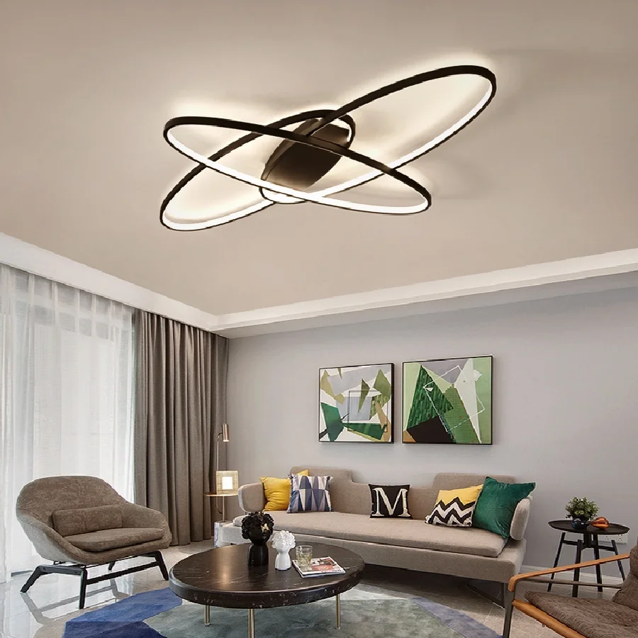 

Hot new design Remote dimming Modern Led Chandelier For Livingroom Bedroom plafon led White/Black modern chandelier Fixtures