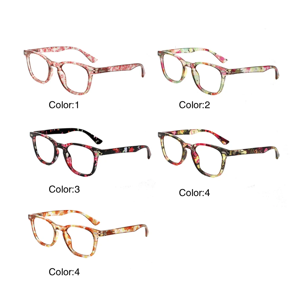 Anti Blue Light Reading Glasses For Women Men Spring Hinge Computer Presbyopia Eyewear Female Print Flower Frame 0~+4.0