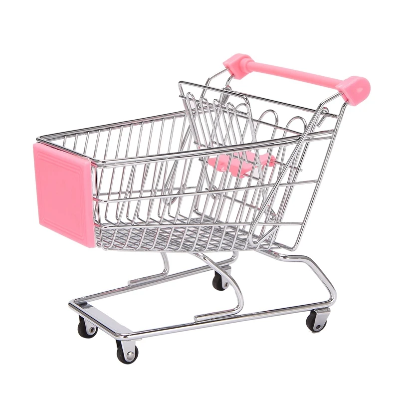 

Supermarket Handcart Mini Shopping Cart Desktop Decor Storage Toy Gift For Kid Dollhouse Furniture Accessories