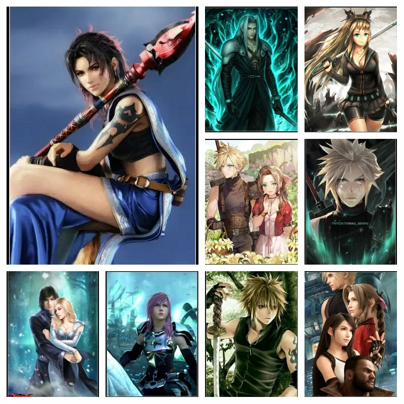 Final Fantasy1987 Diamond Painting Mosaic Cross Stitch Dark And Lighting Hero Wall Art Picture Embroidery Kit Home Decor