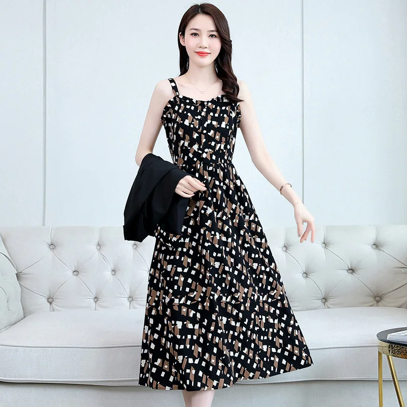 Spring Summer  Suit Jacket Dress Two-piece Women Elegant Thin Professional Wear Korean Fashion Slim Skirt Blazer 2 Piece Set