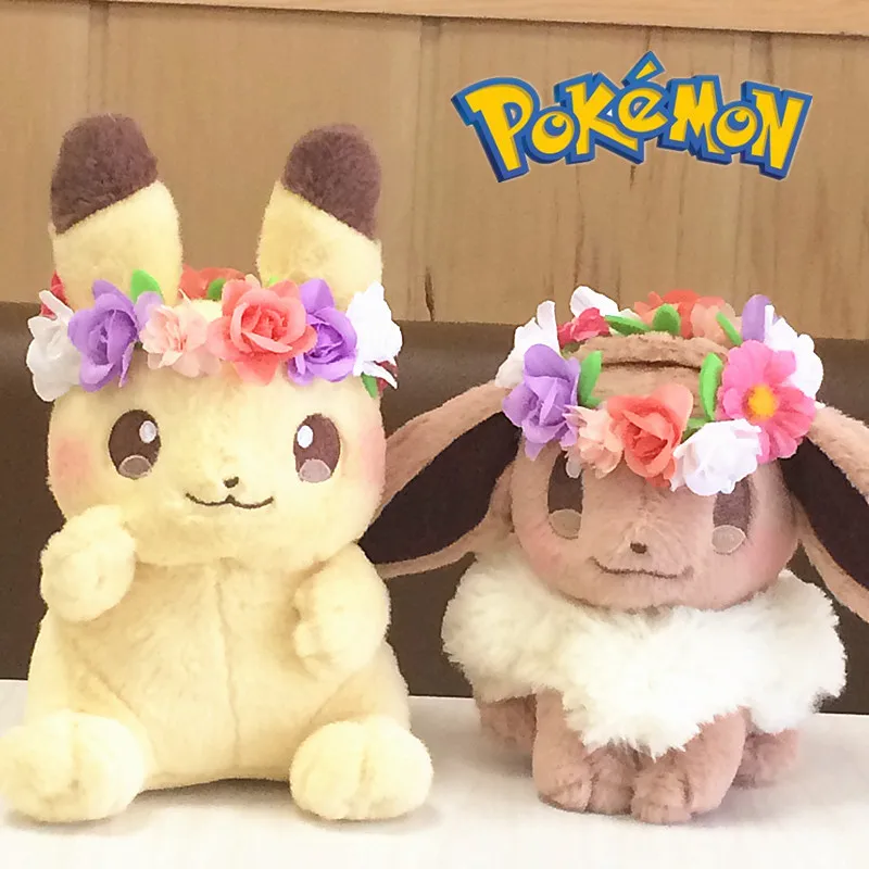 

New Japan Pokemon Anime Game Kawaii Pikachu&eievui's Easter Eevee Plush Doll Stuffed Toy Limited Figurine Room Decoration Gift