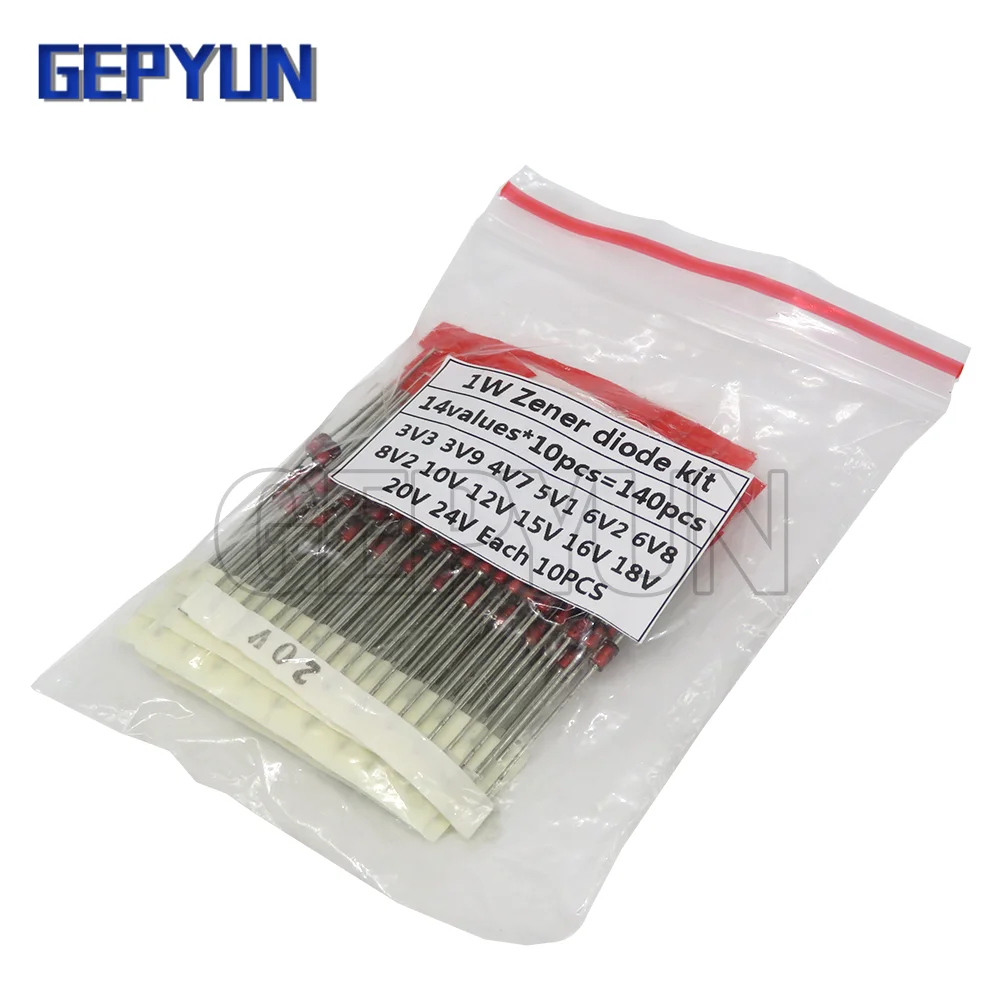 

140pcs 1W Zener diode kit DO-41 3.3V-30V Component diy kit 14values*10pcs=140pcs