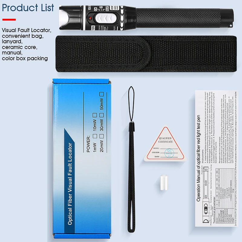 COMPTYCO 30MW Visual Fault Locator Optical Cable Tester FTTH Fiber Optic Tester Pen Type Red optical fiberLight