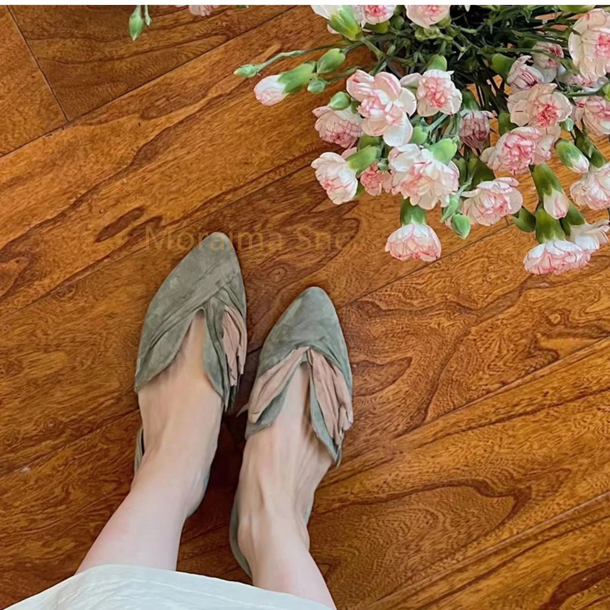 Niche Retro Flats Women Shoes 2023 Spring New French Sandals All-Match Slip On Petal Mary Jane Shoes Lady Daily Work Shoes